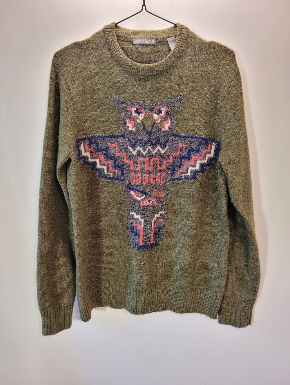 Michael Bastian intarsia totem pole sweater crewneck - S
